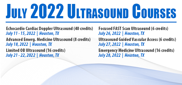 Ultrasound Courses for July 2022